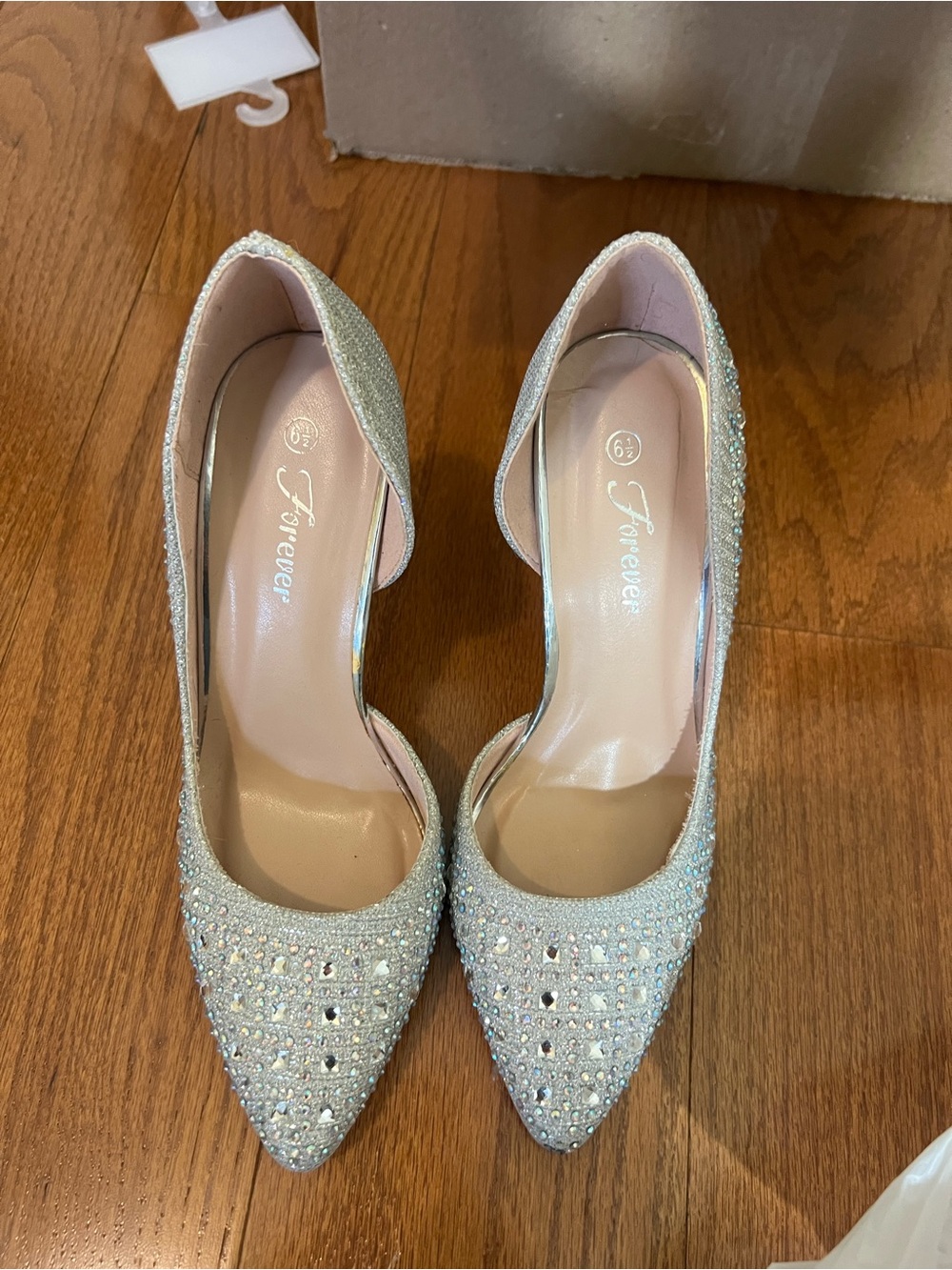 Forever 21 Silver Rhinestone Pointed Heels